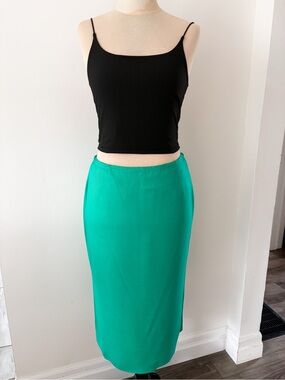 Vintage AGMIR Emerald Green Midi Skirt, Size M (EU 40) - Made in Europe